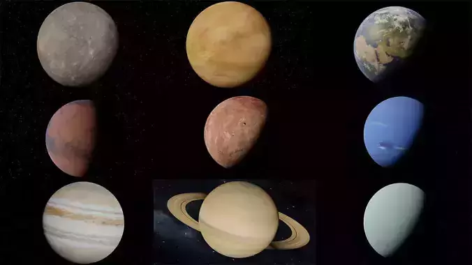Complete Solar System 3D Model Set Planets Sun Moon and More Low-poly 3D model