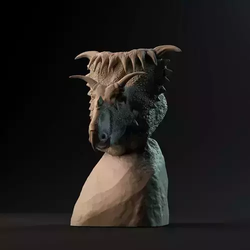 Kosmoceratops bust - pre-supported dinosaur head