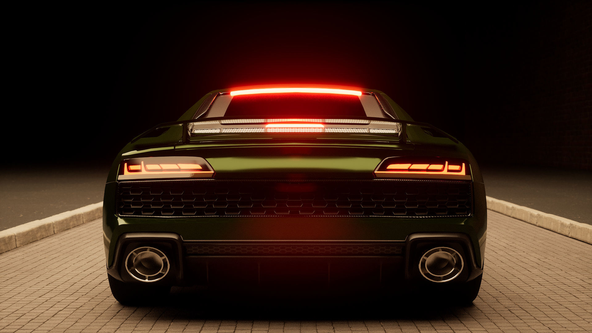 Low poly Audi R8 2019 without logo Low-poly 3D model_4