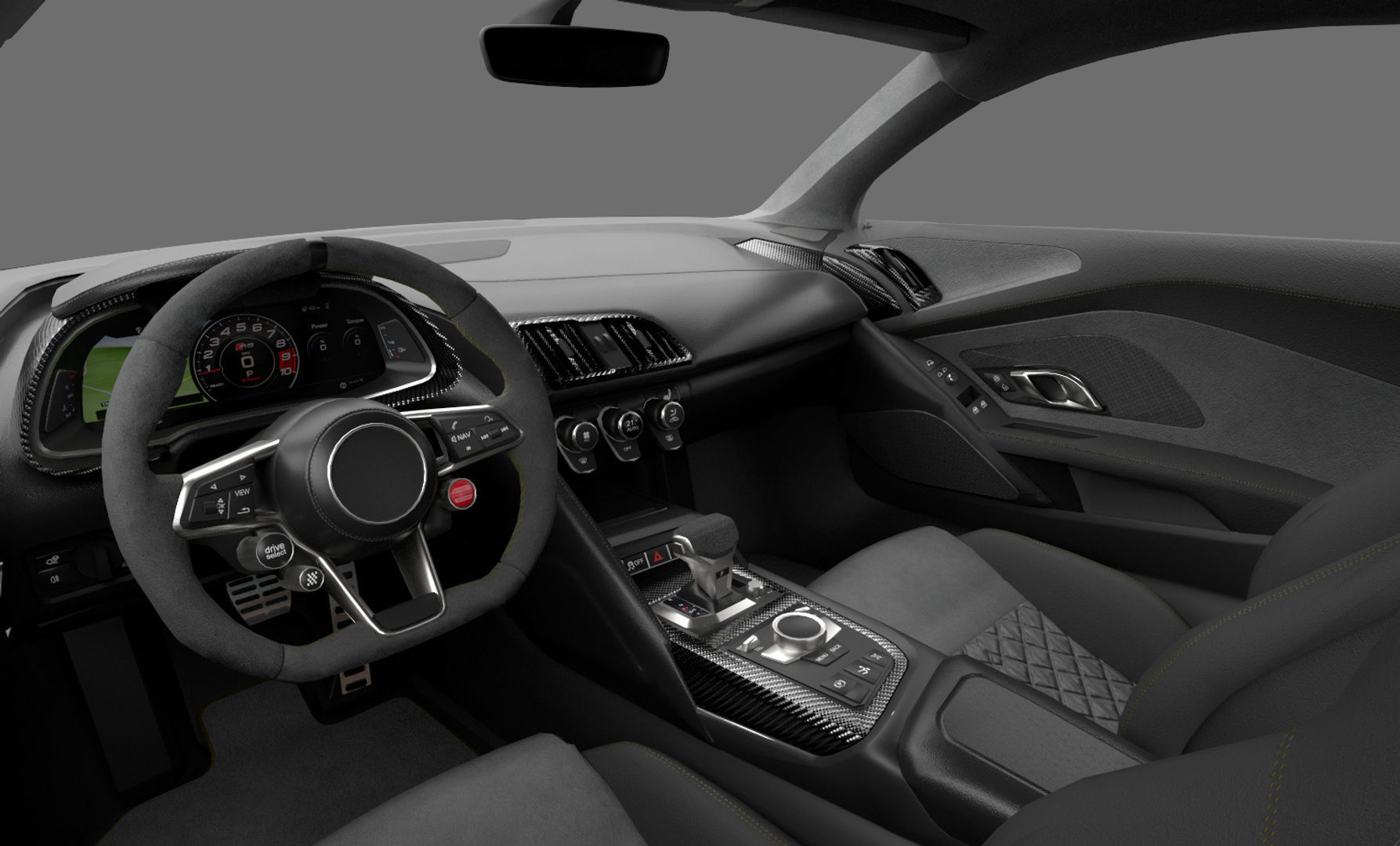 Low poly Audi R8 2019 without logo Low-poly 3D model_5