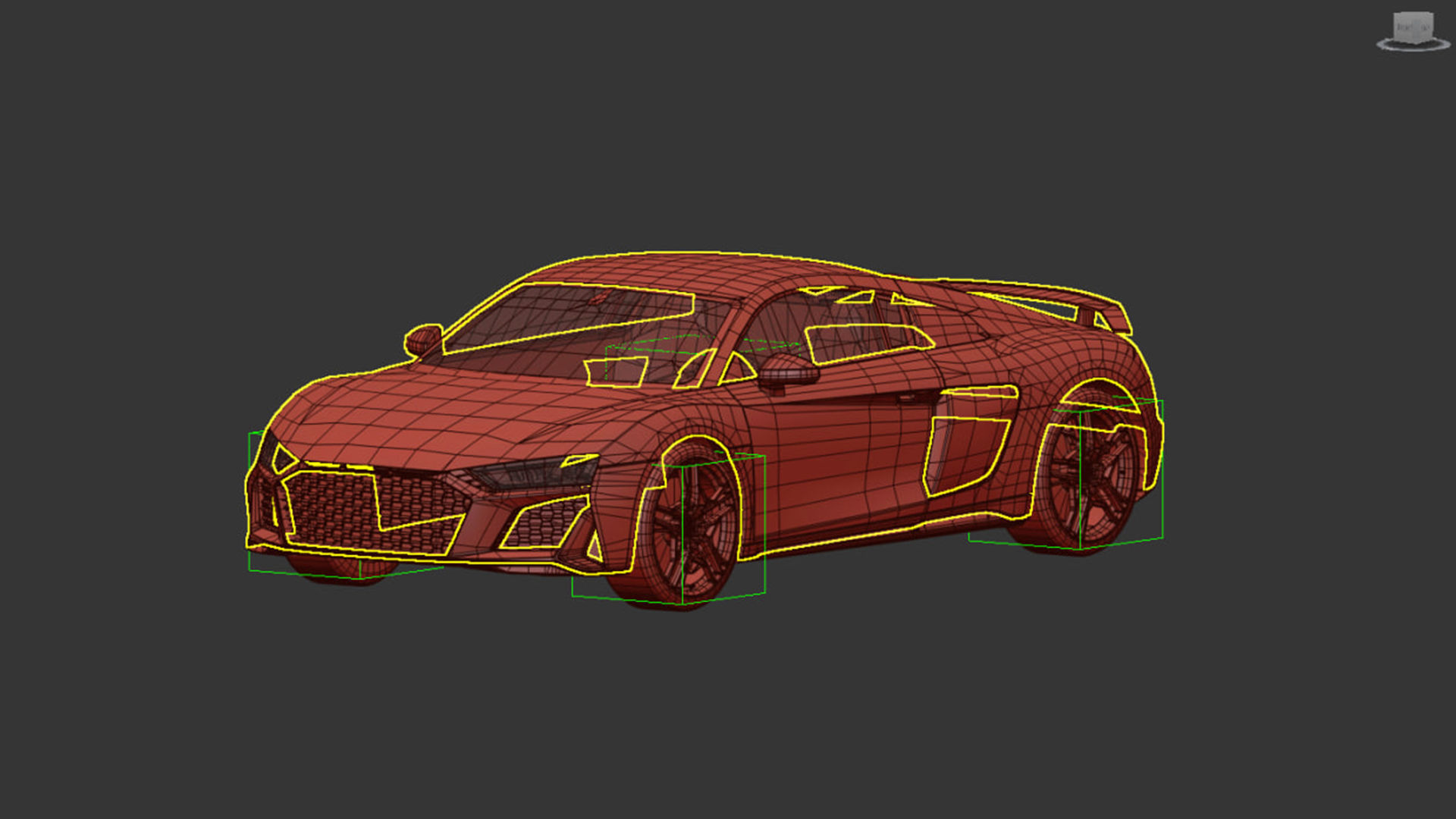 Low poly Audi R8 2019 without logo Low-poly 3D model_9