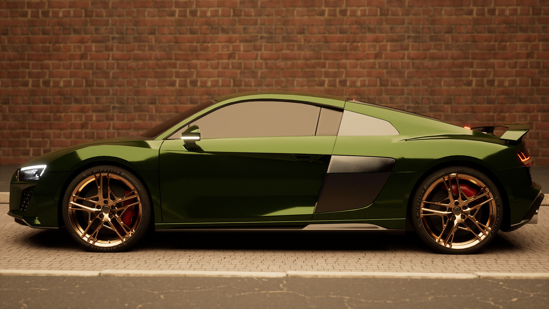 Low poly Audi R8 2019 without logo Low-poly 3D model_2