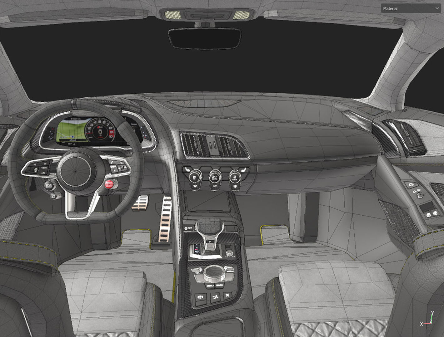 Low poly Audi R8 2019 without logo Low-poly 3D model_6