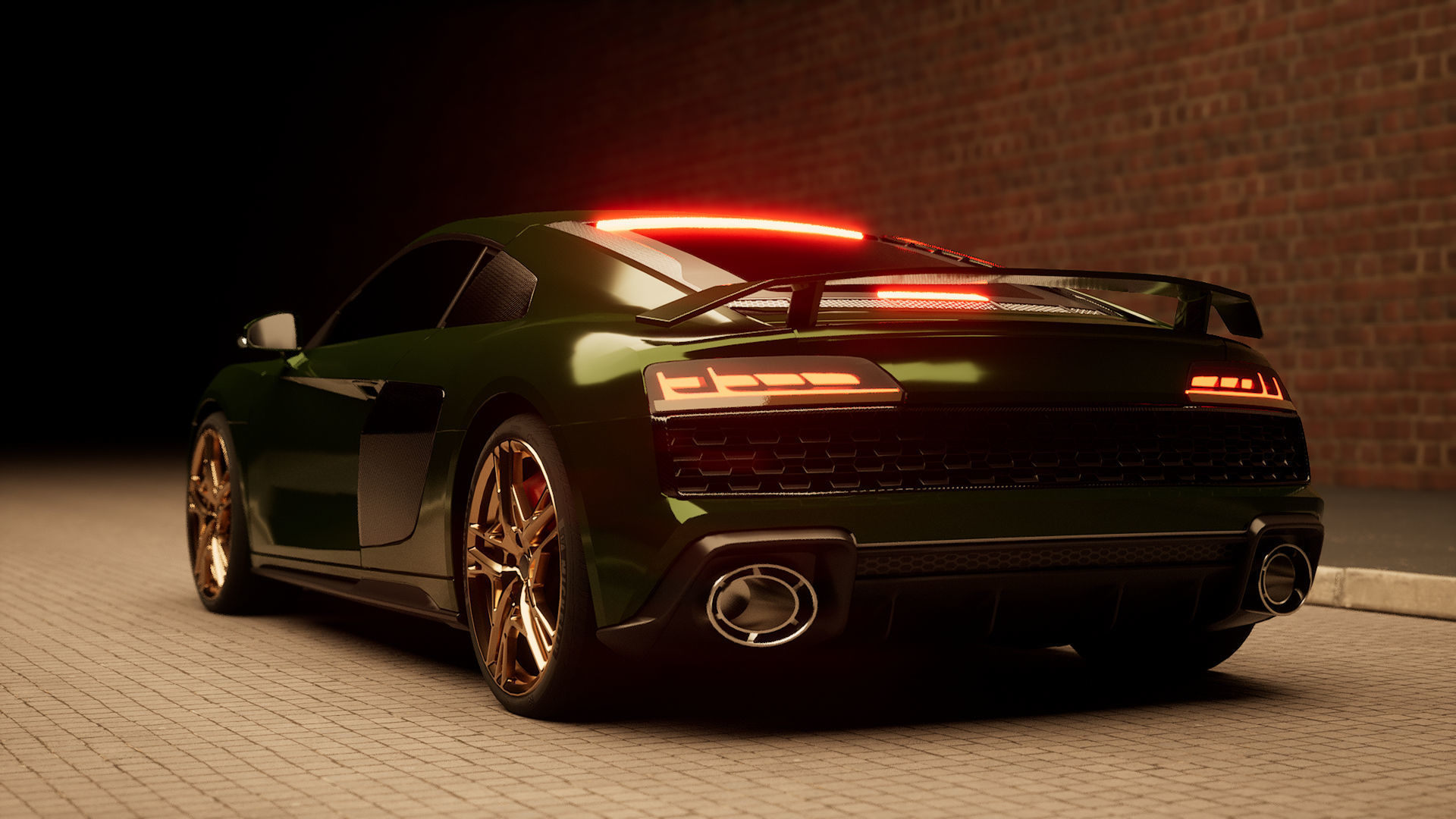Low poly Audi R8 2019 without logo Low-poly 3D model_3