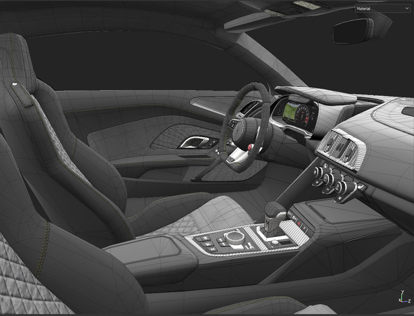 Low poly Audi R8 2019 without logo Low-poly 3D model_7