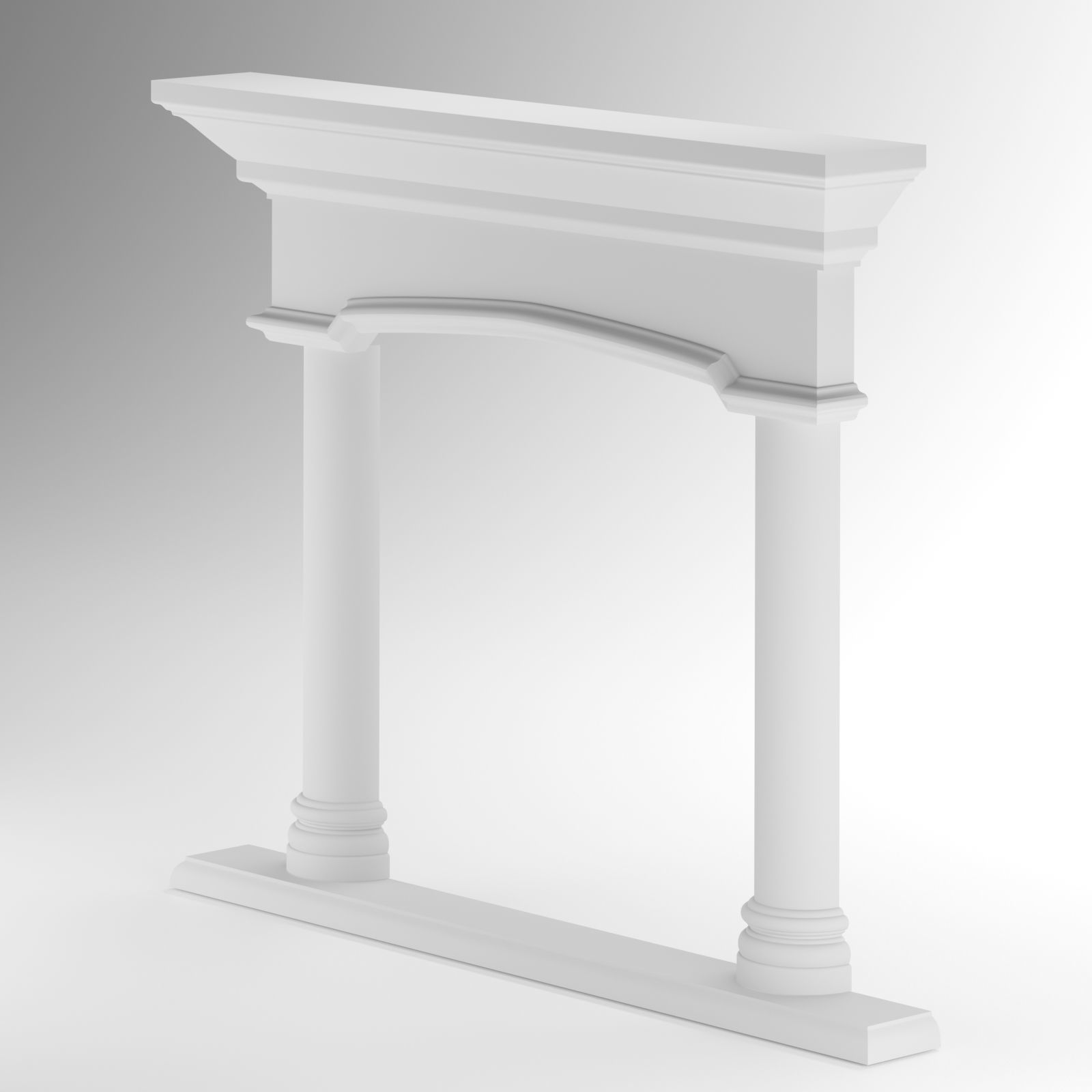 Arch Balboa Caststone Fireplace Surround 3D model_1