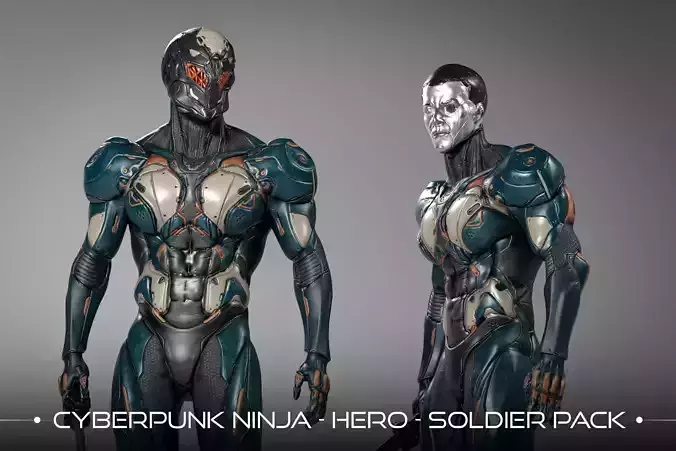 Cyberpunk Ninja Pack - Unreal Engine Ready - Unity Ready Low-poly 3D model