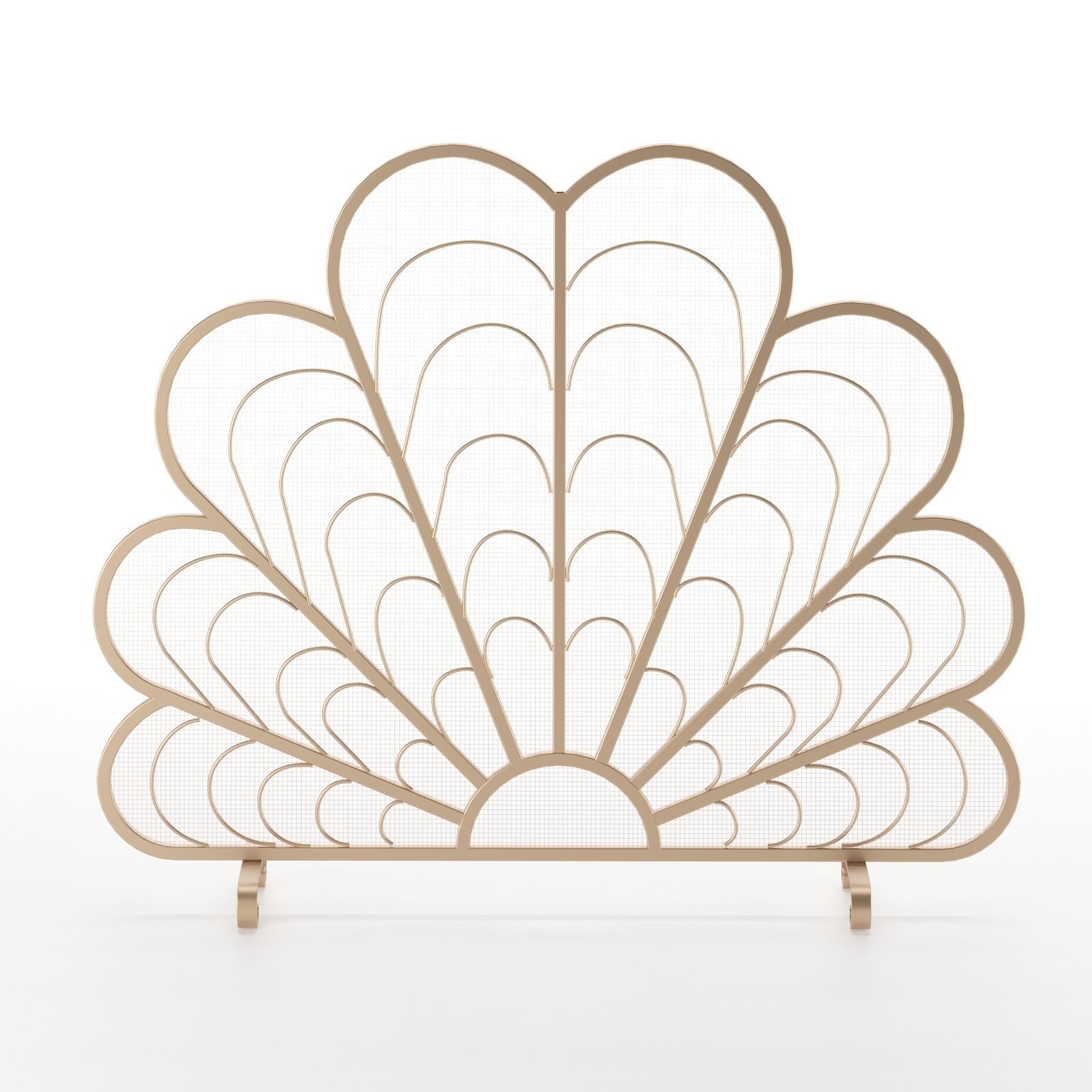 Peacock Feather Shaped Fireplace Screen 3D model_1