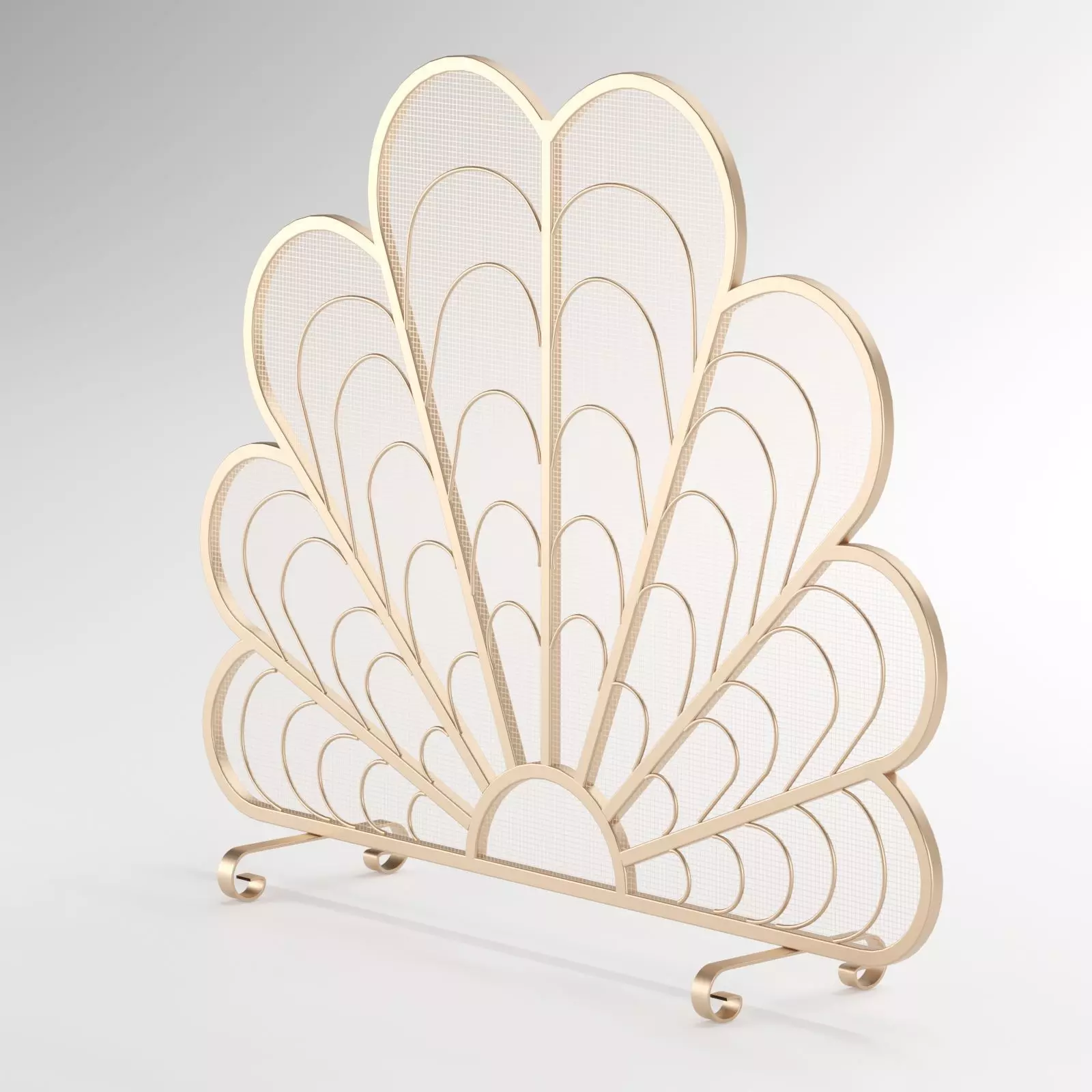Peacock Feather Shaped Fireplace Screen 3D model_0