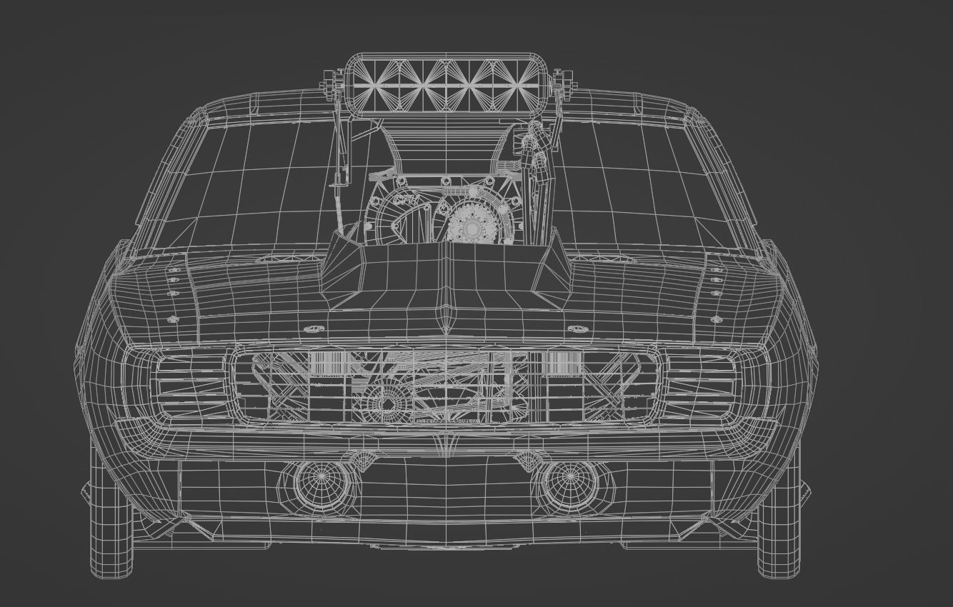 Camaro SS 1969 Drag Racing Car Low-poly 3D model_4