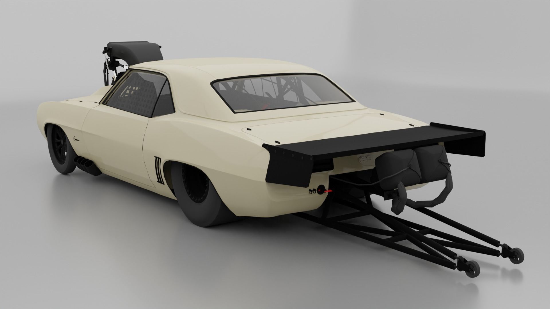 Camaro SS 1969 Drag Racing Car Low-poly 3D model_1