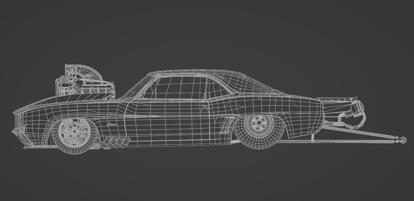 Camaro SS 1969 Drag Racing Car Low-poly 3D model_3