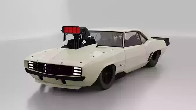 Camaro SS 1969 Drag Racing Car Low-poly 3D model