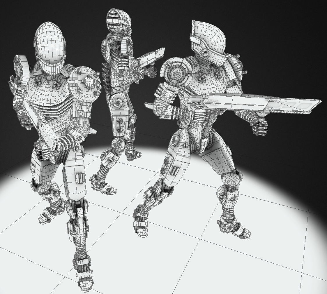  Weaponized Autonomous Sentinel Police Low-poly 3D model_9