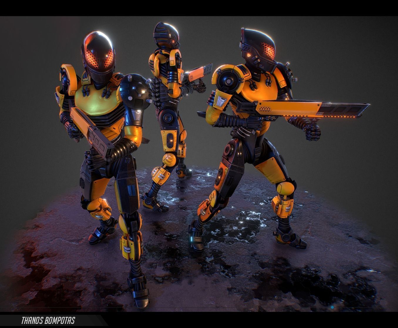  Weaponized Autonomous Sentinel Police Low-poly 3D model_2
