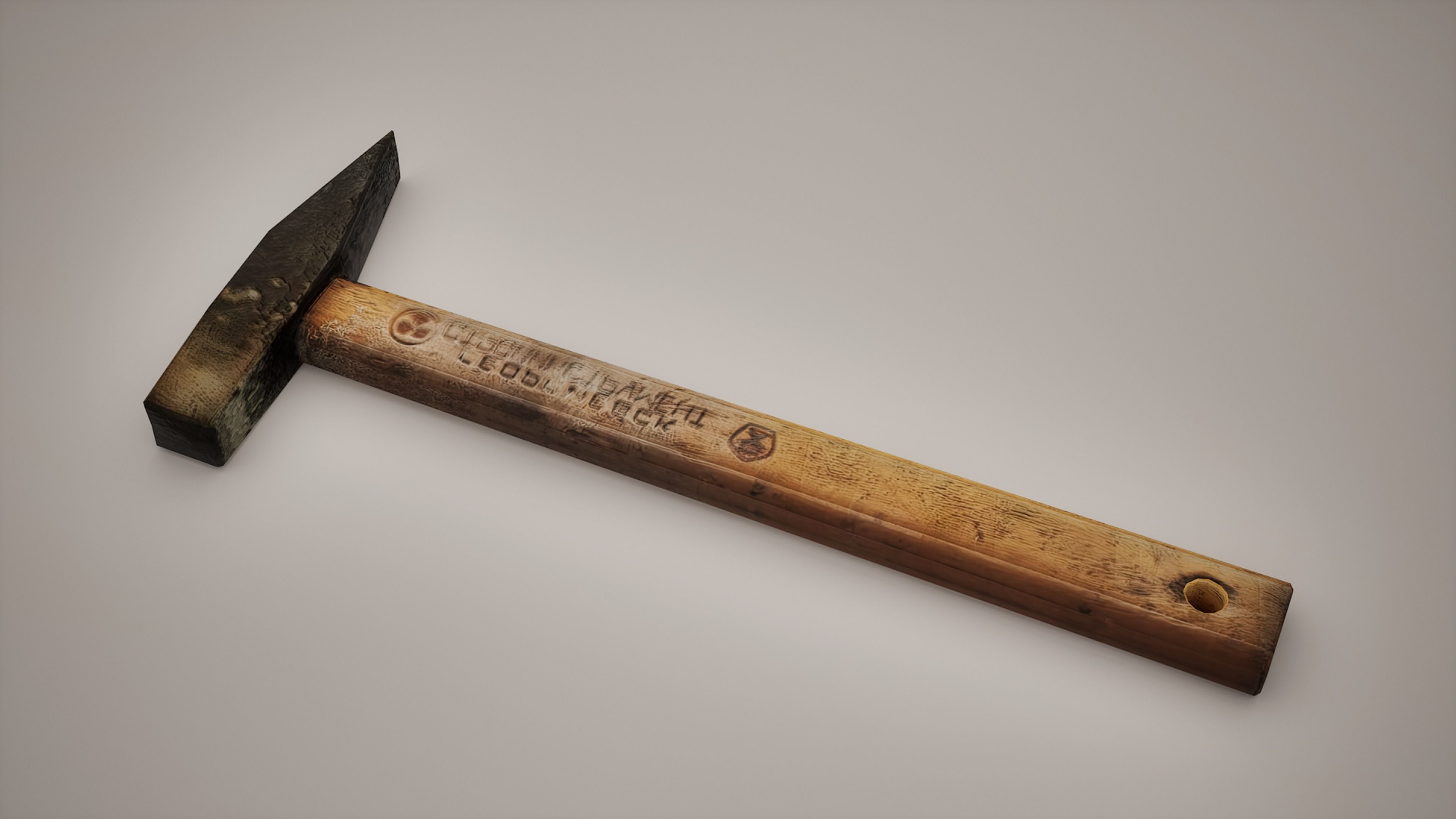Hammer Low-poly with wooden handle Low-poly 3D model_1