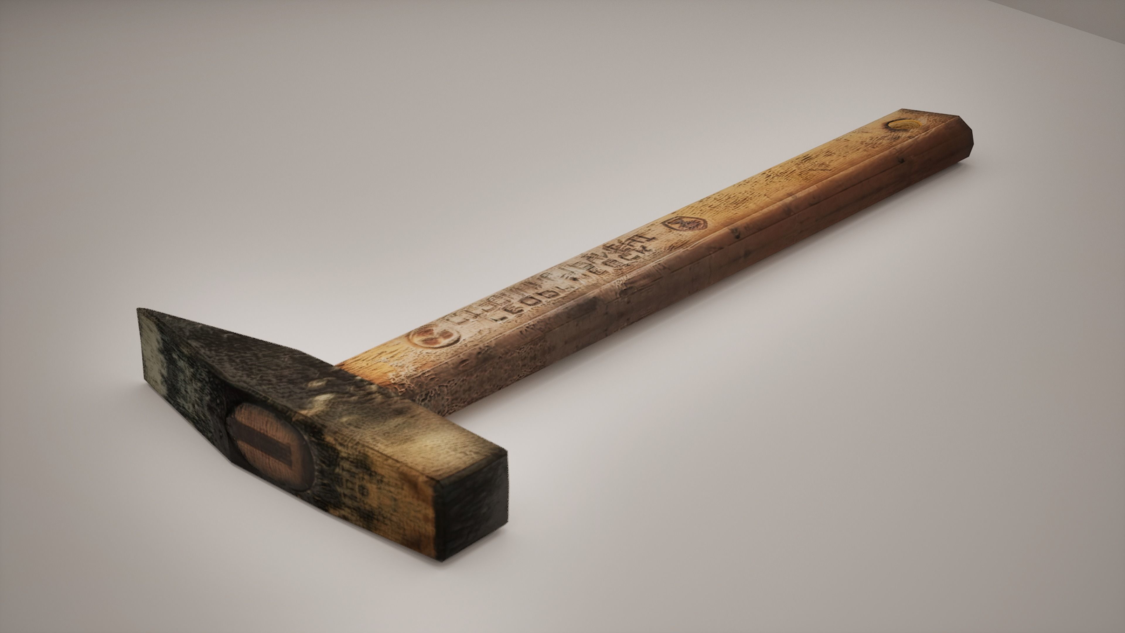 Hammer Low-poly with wooden handle Low-poly 3D model_3