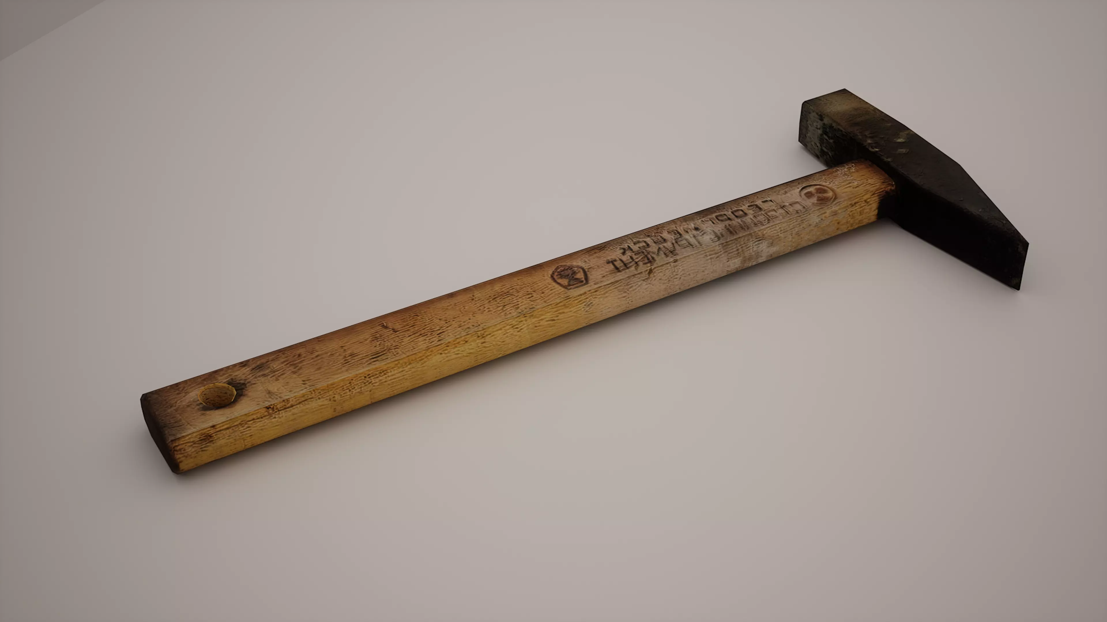 Hammer Low-poly with wooden handle Low-poly 3D model_0