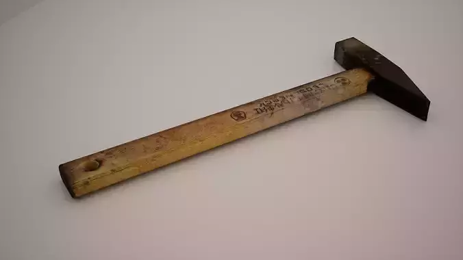 Hammer Low-poly with wooden handle