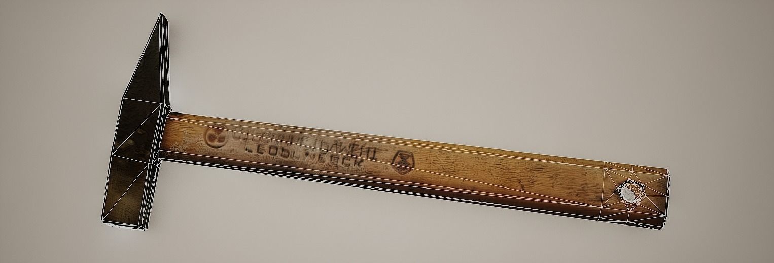 Hammer Low-poly with wooden handle Low-poly 3D model_4