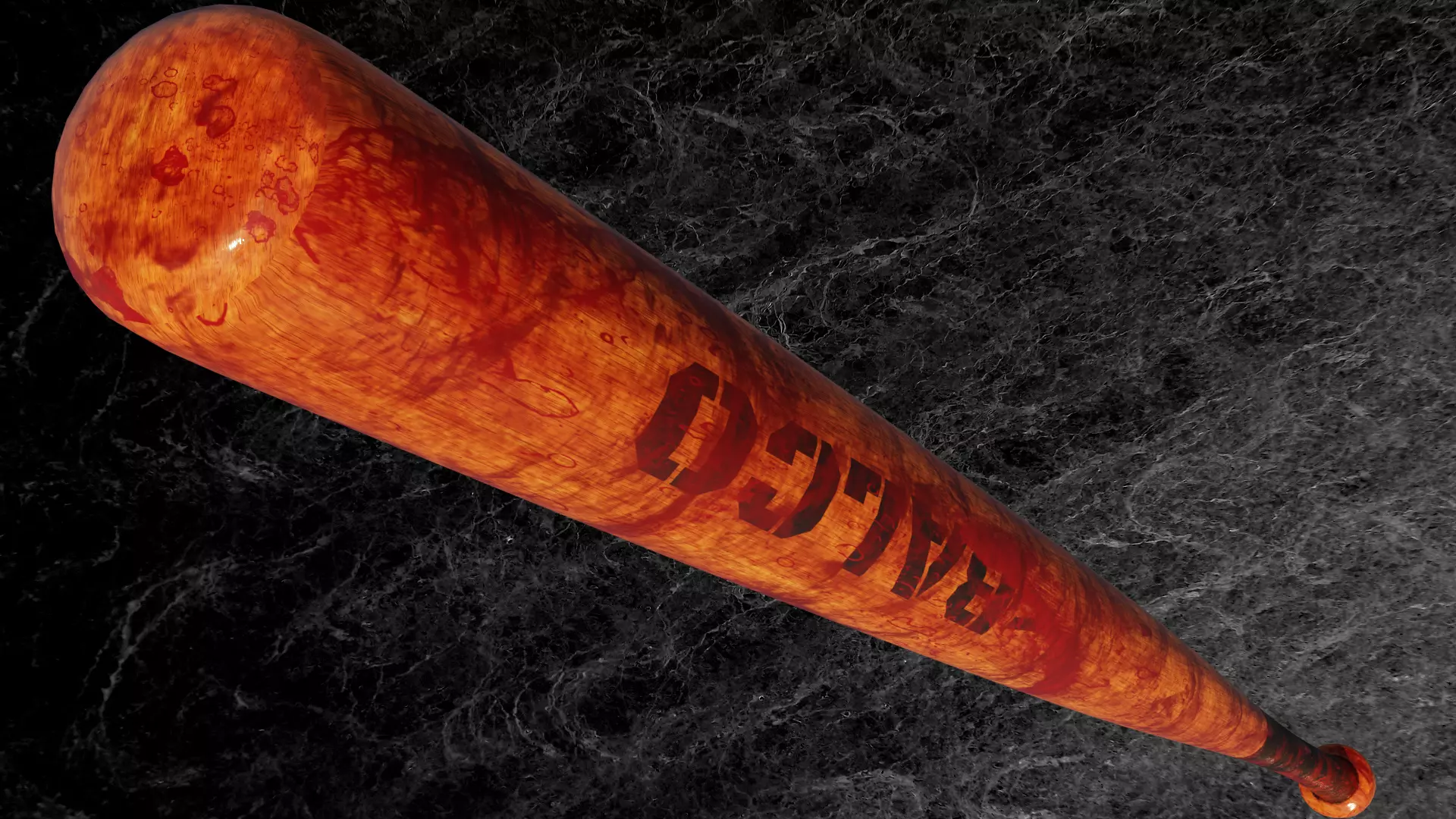 POST APOCALYPTIC MELEE WEAPON BASEBALL BAT BLOOD STAINED Low-poly 3D model