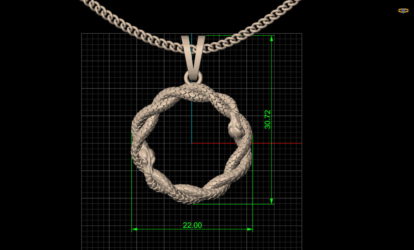 Snake pendant  gold printable jewelry 3D model 3D print model_9
