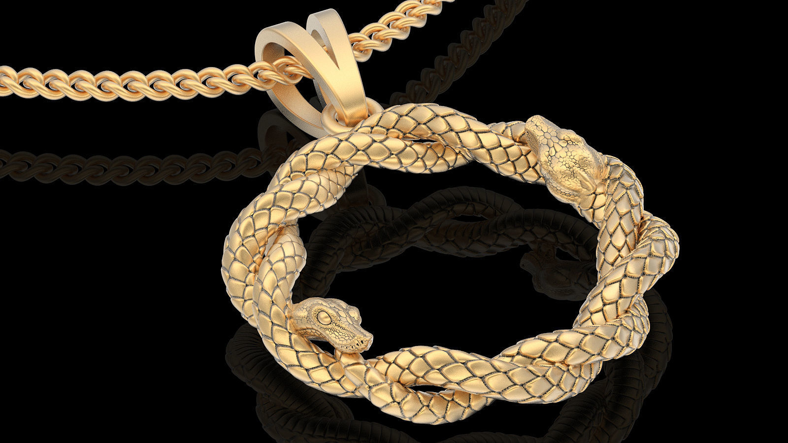 Snake pendant  gold printable jewelry 3D model 3D print model_1