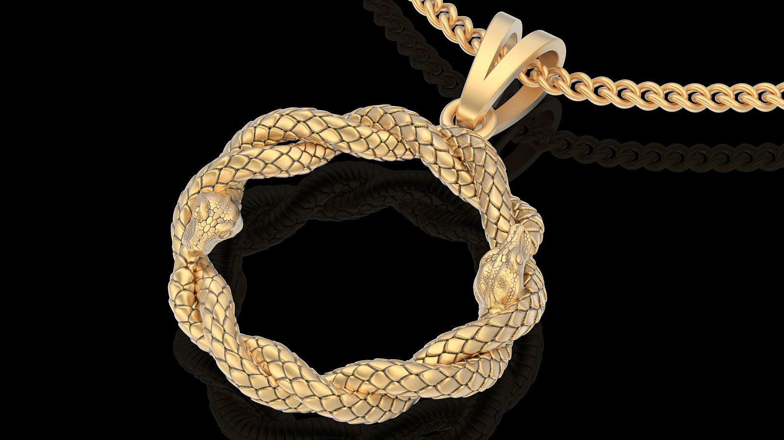 Snake pendant  gold printable jewelry 3D model 3D print model_2