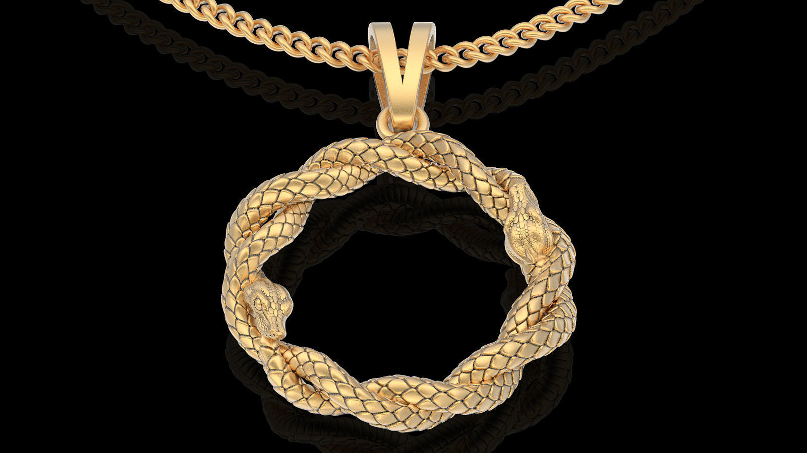 Snake pendant  gold printable jewelry 3D model 3D print model_4
