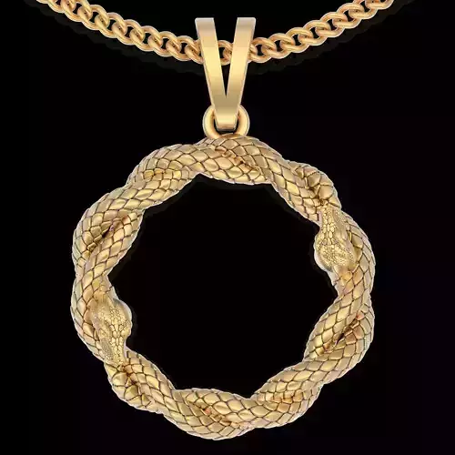 Snake pendant  gold printable jewelry 3D model
