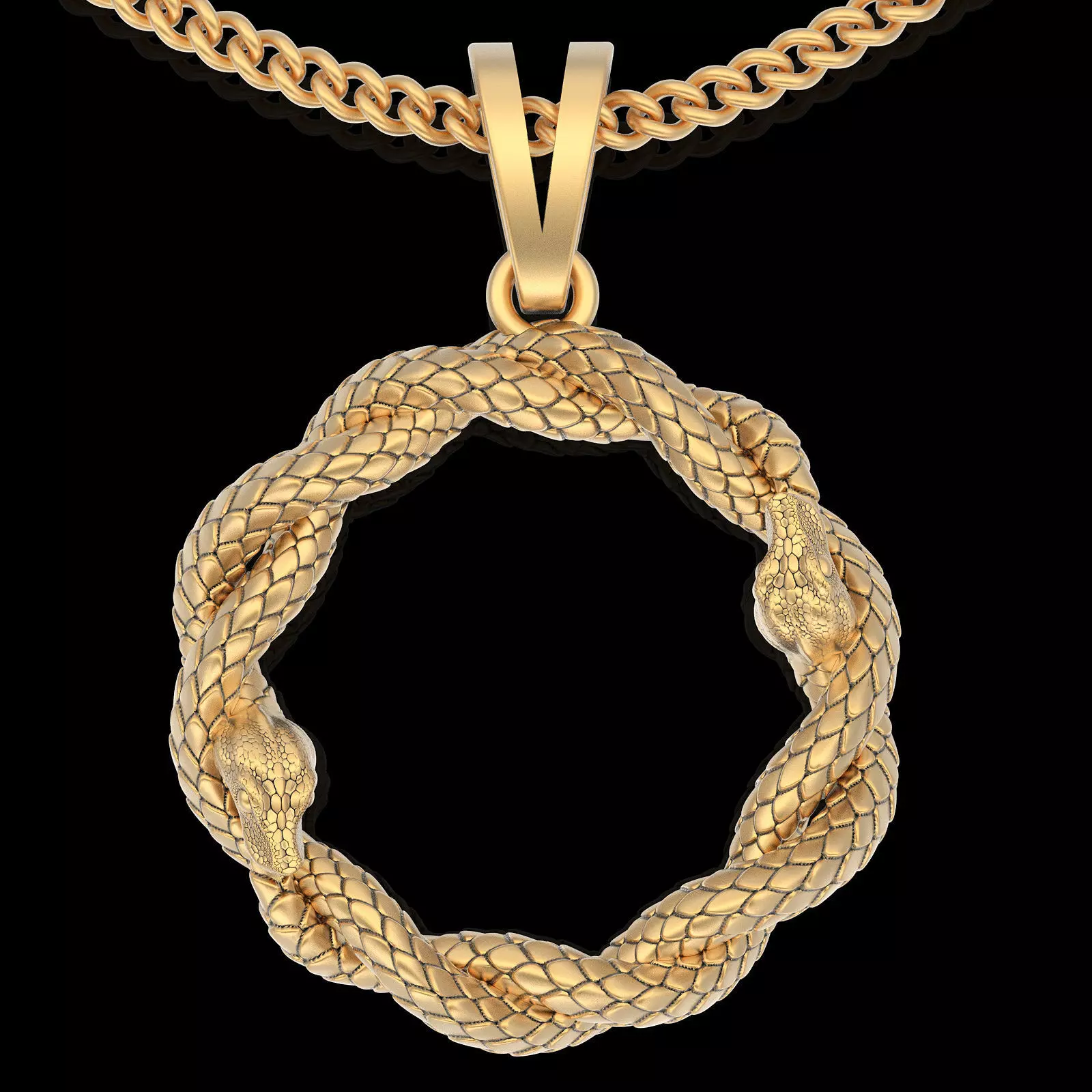 Snake pendant  gold printable jewelry 3D model 3D print model_0