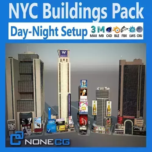 NYC Buildings Pack Low-poly 3D model