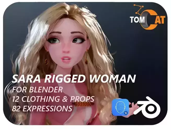Sara Rigged Woman for Blender Low-poly 3D model