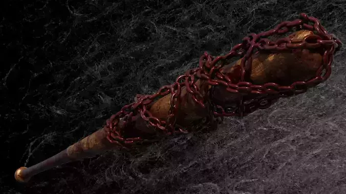 POST APOCALYPTIC MELEE WEAPON  CHAINED BAT BLOOD STAINED