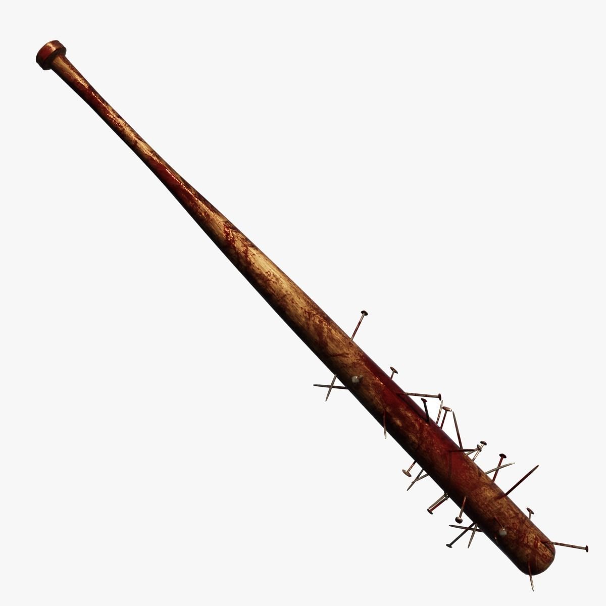 POST APOCALYPTIC MELEE WEAPON NAILED BAT BLOOD STAINED Low-poly 3D model_5