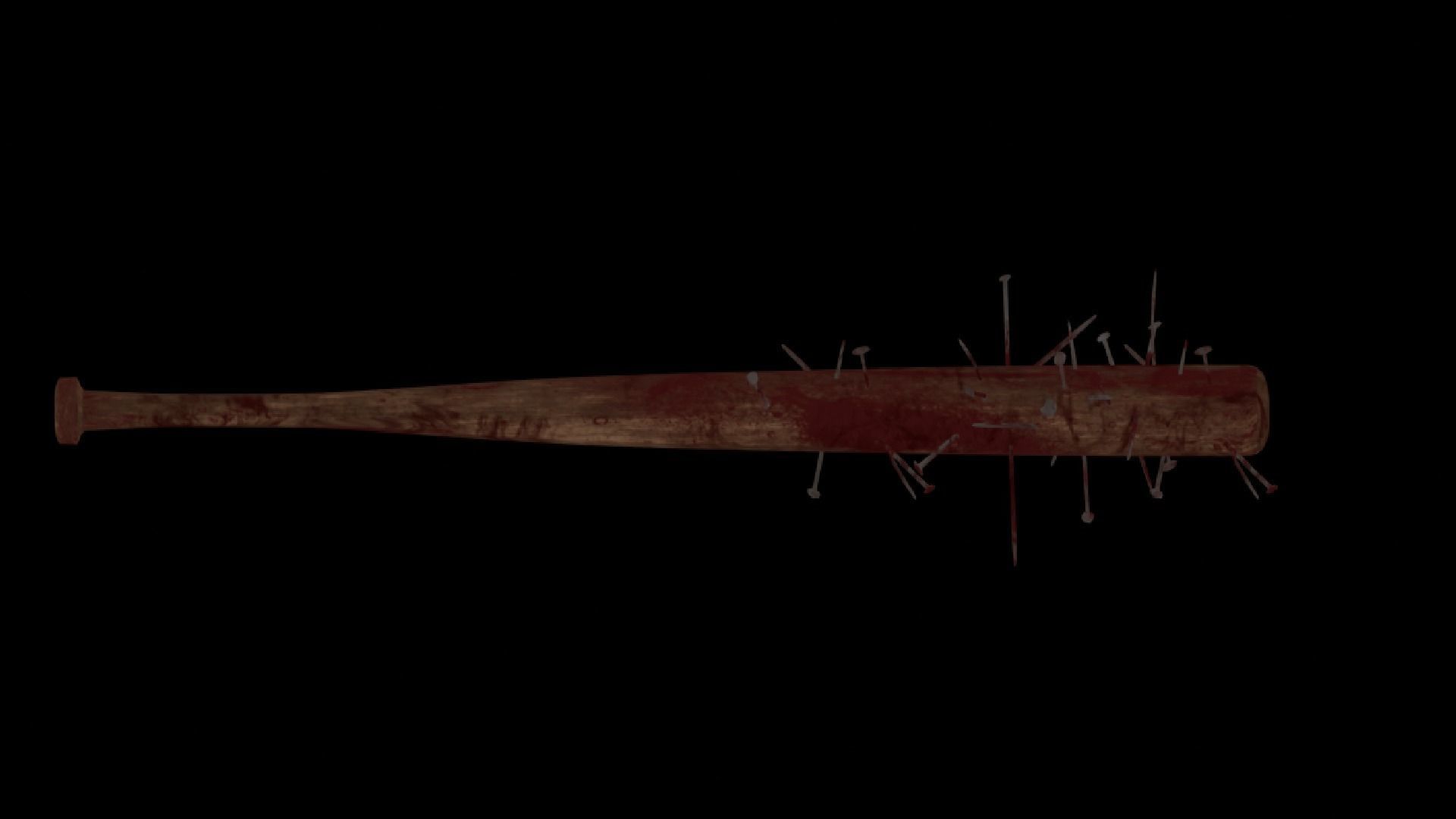 POST APOCALYPTIC MELEE WEAPON NAILED BAT BLOOD STAINED Low-poly 3D model_6