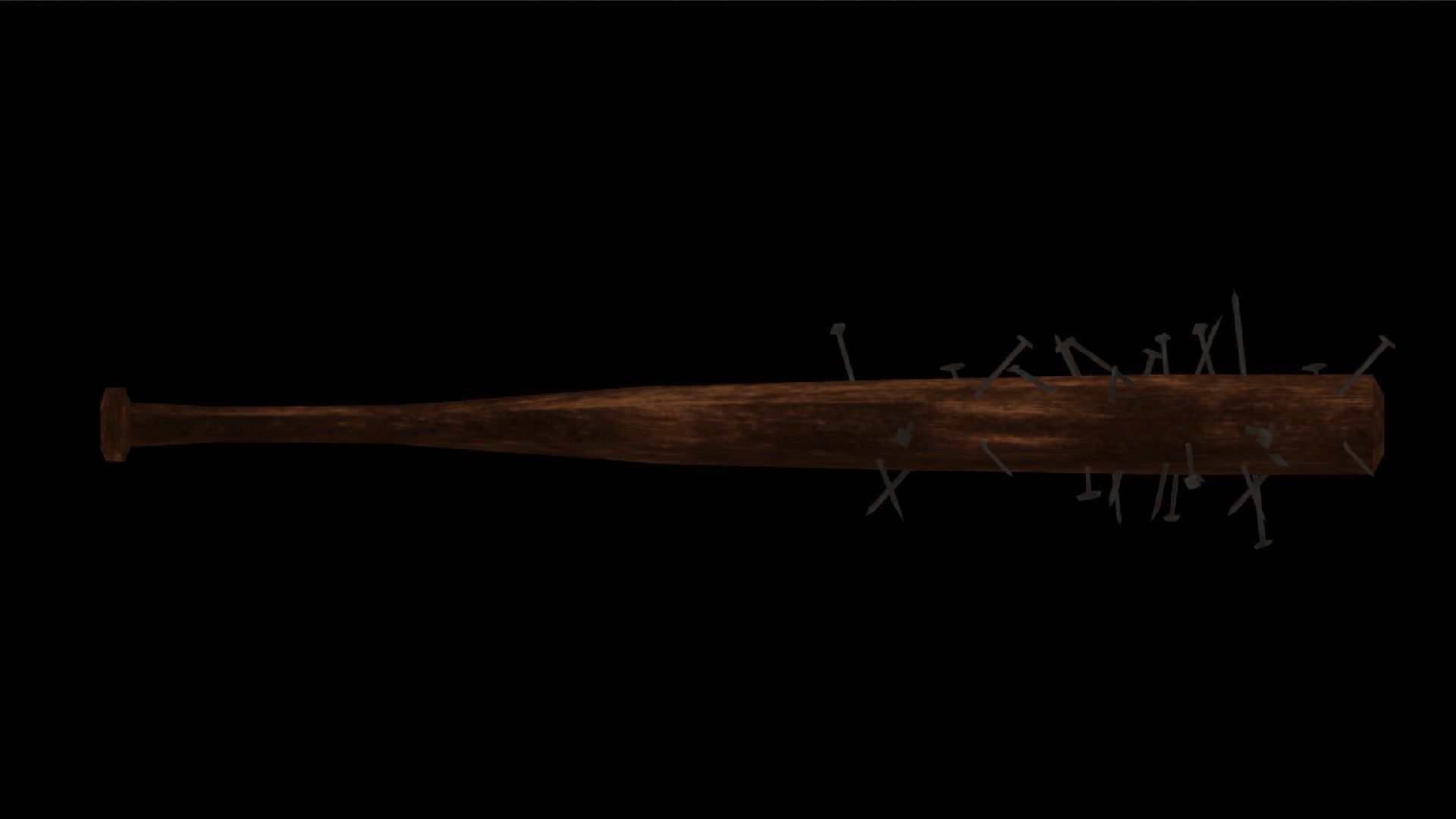POST APOCALYPTIC MELEE WEAPON NAILED BAT BLOOD STAINED Low-poly 3D model_8