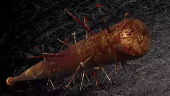 POST APOCALYPTIC MELEE WEAPON NAILED BAT BLOOD STAINED