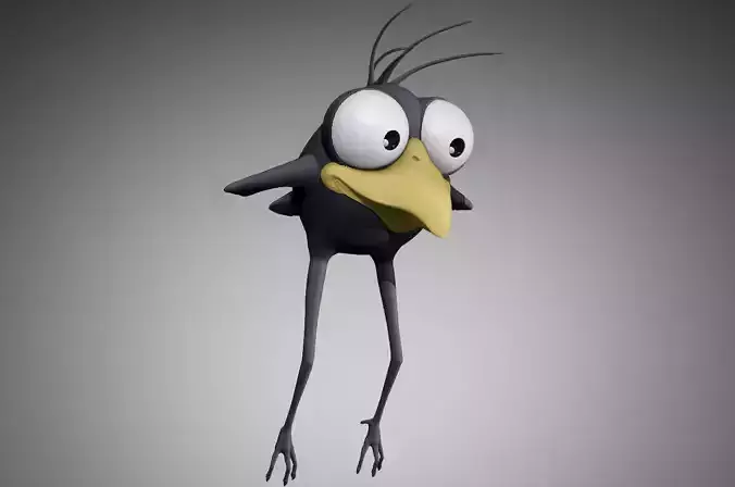 Cute  Hayao Miyazaki stylized crow bird 3D model