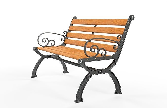 Street Bench Low-poly 3D model 4