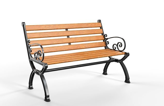 Street Bench Low-poly 3D model 3