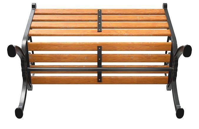 Street Bench Low-poly 3D model 6