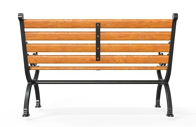 Street Bench Low-poly 3D model 5