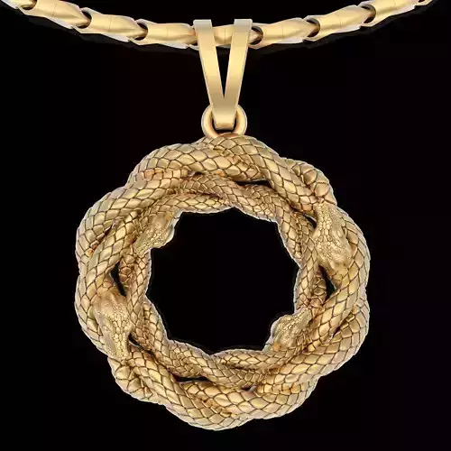 Snakes pendant gold  printable jewelry 3D model