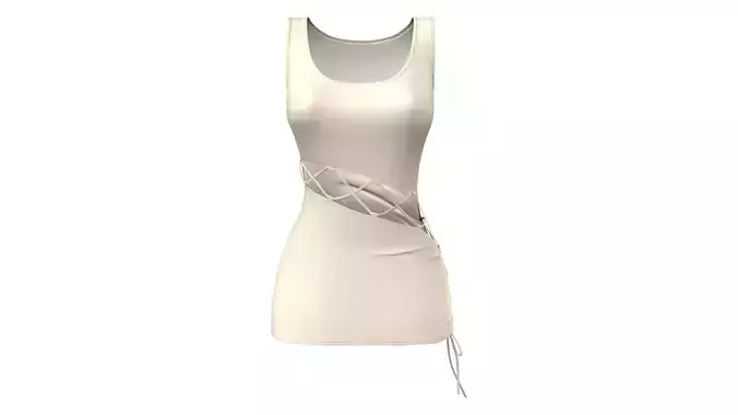 Lace Up Detail Bodycon Dress Low-poly 3D model