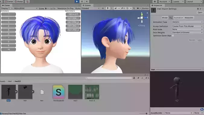 Hair 3D Item Zepeto Unity Prefab Model 62 Low-poly 3D model
