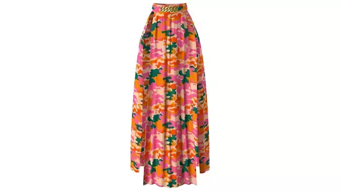 Watercolor Side Slit Long Beach Skirt Coverup