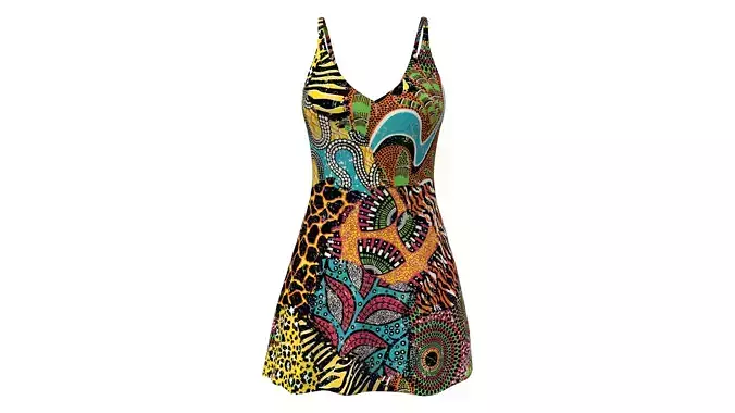 Graphic Print V-Neck A Line Cami Dress