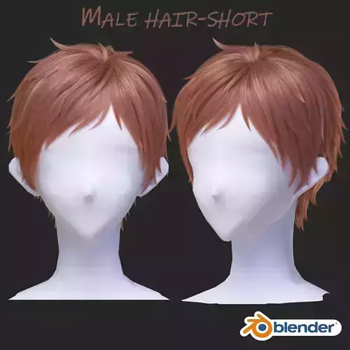 anime male short Hairstyles-blender particle system 3D model