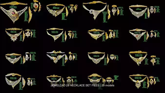 JEWELCAD 58 NECKLACE SET FILES 3D Model Collection